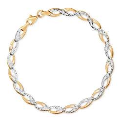 Maverton Infinity Damen Armband Gold + personalisierte Geschenkbox mit Gravur - Armband mit Weißgold Kristallen - Gold Armkette für Frauen - Länge: 19 cm - 8 oder 14 Karat - 8 Karat von Maverton