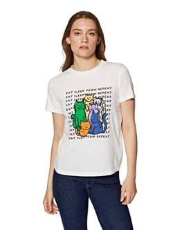 Mavi Damen CAT Printed Tee T-Shirt, Antique White, XXL von Mavi