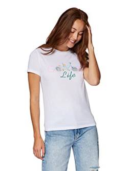 Mavi Damen Good Life Printed Tee T-Shirt, White, S/ von Mavi