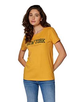 Mavi Damen New York Printed Tee T-Shirt, Golden Gelb, Klein von Mavi