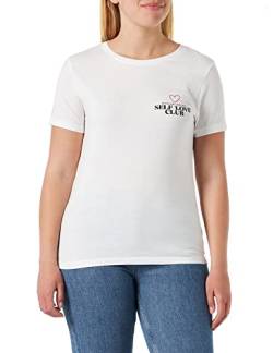 Mavi Damen Self Love Club Printed Tee T-Shirt, Weiß, L EU von Mavi