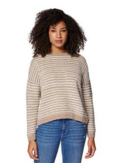 Mavi Damen Stripe Sweater Pullover, Silver Mink Antique White Striped, XL/ von Mavi