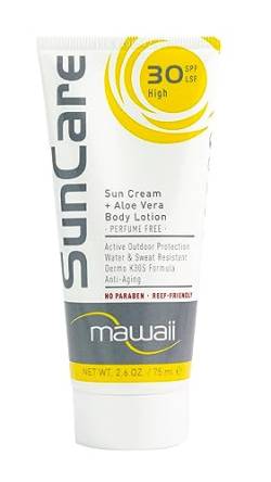 Mawaii SunCare Anti-Aging Sonnencreme 30 SPF - 75 ML - Spezialist Outdoor-Sport Sonnencreme - Wasserfest und Schweißfest - Reef Friendly und ohne Parabene von Mawaii