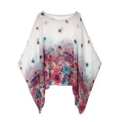 Max Hsuan Damen Baggy Oversize Übergröße Fledermaus-Tunika Top Bluse Floral Chiffon Kaftan, gänseblümchen, 20-22 von Max Hsuan