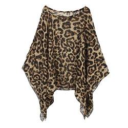Max Hsuan Damen Baggy Oversize Übergröße Fledermaus-Tunika Top Bluse Floral Chiffon Kaftan, leopard, 16-18 von Max Hsuan