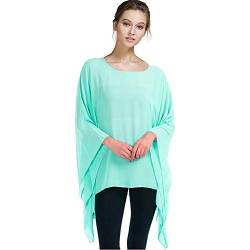 Max Hsuan Damen Sommer-Bluse mit Fledermausflügen aus Chiffon, für Caftan, Poncho, Tunika, Übergröße - Grün - Einheitsgröße von Max Hsuan