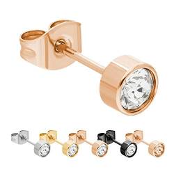 Max Palmer® Swarovski Kristall Ohrstecker | Stecker: Roségold | Zirkonia Stein: 6mm (klar transparent durchsichtig) | hautfreundlicher Edelstahl von Max Palmer