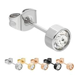 Max Palmer® | Swarovski Kristall Ohrstecker | Stecker: Silber | Zirkonia Stein: 6mm klar (transparent/durchsichtig) | hautfreundlicher Edelstahl von Max Palmer