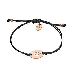 Max Palmer Armband mit Anhänger Pfote/TATZE [03.] - Band: schwarz | Anhänger: Rosegold von Max Palmer