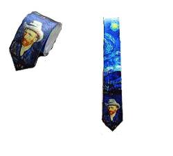 Sternennacht von Vincent Van Gogh hellblaue besondere Krawatte Sternennacht Krawatte von Max Stitch Design