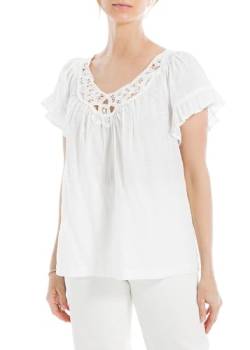 Max Studio Damen Flatterärmeln, Bestickt Bluse, Weiss/opulenter Garten, X-Klein von Max Studio