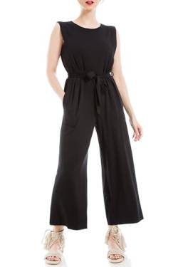 Max Studio Damen French Terry mit Schnürung an der Taille Overall, schwarz, Groß von Max Studio