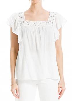 Max Studio Damen Top mit Flatterärmeln, quadratischem Ausschnitt Bluse, Weiss/opulenter Garten, X-Groß von Max Studio