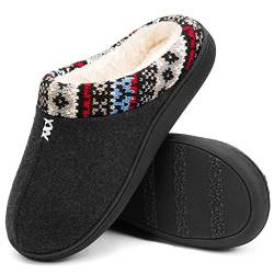 MaxMuxun Hausschuhe Damen Winter Filz Pantoffeln Plüsch Slippers Warm Rutschfest Gummisohle Winterschuhe Drinnen Draußen von MaxMuxun