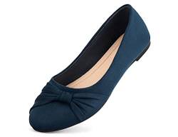 MaxMuxun Klassische Damen Ballerinas Party Schuhe Schleife Freizeit Schuhe Dunkelblau Blau Größe 38 EU von MaxMuxun