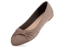 MaxMuxun Klassische Damen Ballerinas Party Schuhe Schleife Freizeit Schuhe Hellbraun Größe 36.5 EU von MaxMuxun