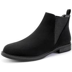 MaxMuxun Stiefel Damen Chelsea Boots Damen Ankle Winterstiefel Stiefeletten für Damen mit Blockabsatz Schwarz Wildleder 37 von MaxMuxun