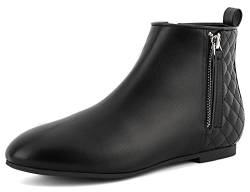 MaxMuxun Stiefeletten Damen Flache Stiefeletten Klassische Winterschuhe Damen,Chelsea Boots Schwarz Pu EU 36 von MaxMuxun