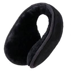 MaxW Winter Wolle Ohrenschützer für Männer und Frauen Nette Flauschige Ohrenschützer Weiche Gemütliche Outdoor Warme Ohrenschützer, B-schwarz, One size von MaxW