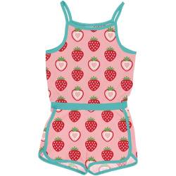 Maxomorra Mädchen Sommer Overall kurz Jumpsuit Short GOTS Bio (Strawberry, 110-116) von Maxomorra