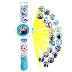 Armbanduhr Elsa Die Eiskönigin II mit Projektor 20 Figuren, elektronische Uhr, Projektion, Kinder, Mädchen, blau, 23cm von Maxpro