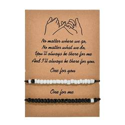 Maxtonser 2 x Pinky Promise-Armband, Perlen-Kettenarmband für Paare, beste Freunde, passende Distanzbeziehung, Mädchen, Schmuck, Geschenk, Kartenarmband von Maxtonser