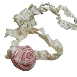 Maxtonser Elegante Spitze-Blumen-Halskette für Frauen, einzigartiger Stoff-Blumen-Halsband, kurze Halskette für Frauen, Hochzeit, Party, Feiern, rosa Spitze von Maxtonser