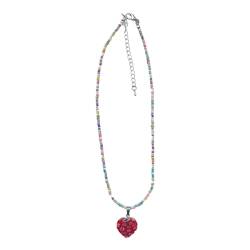 Maxtonser Herz-Anhänger-Halskette mit mehrfarbigen Perlen, verstellbare Kette, Halsketten, böhmischer, modischer Schmuck für Frauen und Mädchen, Stil 5 von Maxtonser