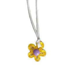 Maxtonser Mehrfarbige Blumen-Anhänger-Halskette für Frauen und Mädchen, trendige Schlüsselbeinkette, Halsreif, Urlaub, Party, Schmuck, Accessoire, Geschenk, Halskette mit Anhänger von Maxtonser