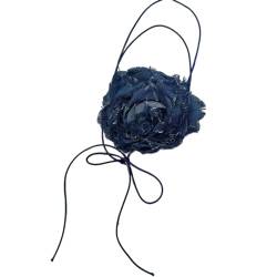 Maxtonser Modetrend Nischengefühl Kamelienanhänger Schlüsselbeinkette Temperament Einfach Kalter Wind Verstellbare Jean-Tuch-Halskette Blumen 12 cm von Maxtonser