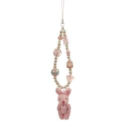 Maxtonser Stilvoller Perlen-Handy-Anhänger, Hasen-Handyband, stilvolles Handy-Zubehör, perfektes Geschenk für modebewusste Menschen, Pink von Maxtonser