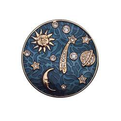 Maxtonser für Sky Blue Star Moon Broschen Pin Galaxien Abzeichen Pin Round Starry für Sky Planet Emaille Pins Schmuck Dekor Geschenk für Wo, Mode Brosche von Maxtonser