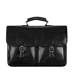 Maxwell Scott Personalisiert Hochwertige Herren 17” Laptop Satchel Aktentasche in Schwarz - LoretoL von Maxwell Scott