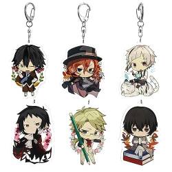 Bungo Stray Dogs 6 Schlüsselanhänger Anime Figur Anhänger Rucksack Schlüssel Zubehör Kinder Teenager Geschenk, Bungo Stray Dogs Peripherie Schlüsselanhänger von MayDee