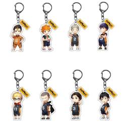 MayDee Haikyuu Schlüsselanhänger Karasuno High School Schlüsselbund Shoyo Hinata Tobio Kageyama Anhänger Anime Haikyuu Anhänger Tasche hängender Schlüsselring Set von 8 von MayDee