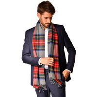 MayTree Kaschmirschal Unisex, 180 x 30cm, mit Fransen, Tartan Rot Grau, (Stück, 1-St), 100% Kaschmir von MayTree