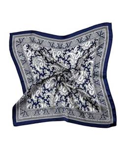 MayTree Seidentuch, buntes Halstuch für Damen aus 100% Maulbeer-Seide, quadratisch Paisley 53x53 blau von MayTree