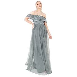 Maya Deluxe Damen Embellished Hight Empire Waist Sleveless Tulle W Bridesmaid Dress, Misty Green, 44 EU ( UK 16) von Maya Deluxe