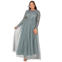 Maya Deluxe Damen Embellished Long Sleeve Maxi Formal Dress, Misty Green, 40 von Maya Deluxe