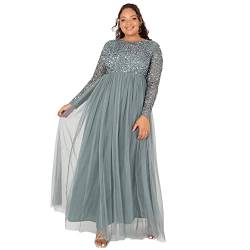 Maya Deluxe Damen Embellished Long Sleeve Maxi Formal Dress, Misty Green, 50 von Maya Deluxe