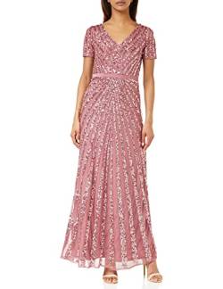 Maya Deluxe Damen Maxi Womens Ladies Embellished Sequin Dress Long Short Sleeve V Neck High Empire Waist A Cut Shiny Prom Wedding Brautjungfernkleid, Desert Rose, 50 von Maya Deluxe