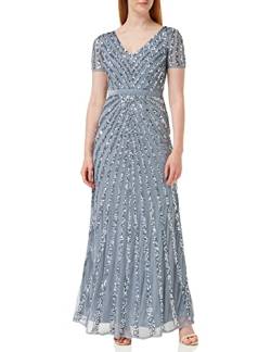 Maya Deluxe Damen Maxi Womens Ladies Embellished Sequin Dress Long Short Sleeve V Neck High Empire Waist A Cut Shiny Prom Wedding Brautjungfernkleid, Dusty Blue, 50 EU von Maya Deluxe