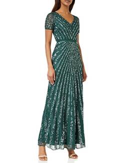 Maya Deluxe Damen Maxi Womens Ladies Embellished Sequin Dress Long Short Sleeve V Neck High Empire Waist A Cut Shiny Prom Wedding Brautjungfernkleid, Emerald Green, von Maya Deluxe