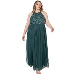 Maya Deluxe Damen Maxi for Women Halterneck Sequins Decorated Prom Wedding Special Occasion Bridesmaid Dress, Emerald Green, 40 EU von Maya Deluxe