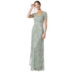 Maya Deluxe Damen Maya Deluxe Evening Sequins Maxi Evening Elegant for Wedding V-neck A-line Cut Bridesmaid Dress, Grün, 44 EU von Maya Deluxe