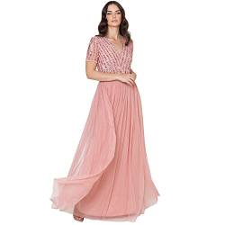 Maya Deluxe Damen Maya Deluxe Maxi Dress for Women Ladies Braidesmaid V-neck Plus Size Ball Gown Short Sleeves Long El Brautjungfernkleid, Blossom, 46 EU von Maya Deluxe