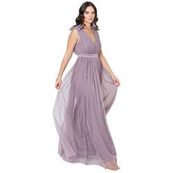 Maya Deluxe Damen Maya Deluxe Ruffle Shoulder Maxi Dress Brautjungfernkleid, Moody Lilac, 48 EU von Maya Deluxe