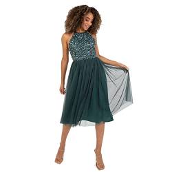 Maya Deluxe Damen Maya Deluxe Women's Midi Dress With Halter Neck Tulle for Evening Graduation Prom Wedding Bridesmaid Brautjungfernkleid, Emerald Green, 44 EU von Maya Deluxe