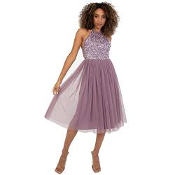 Maya Deluxe Damen Maya Deluxe Women's Midi Dress With Halter Neck Tulle for Evening Graduation Prom Wedding Bridesmaid Brautjungfernkleid, Moody Lilac, 54 EU von Maya Deluxe