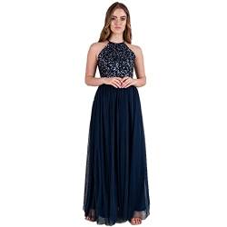 Maya Deluxe Damen Petite Dresses For Short Women Maxi Dress For Wedding Guest Halter Neck Sequin Embellished Floor Lon Hochzeitskleid, Navy, 42 Petite EU von Maya Deluxe